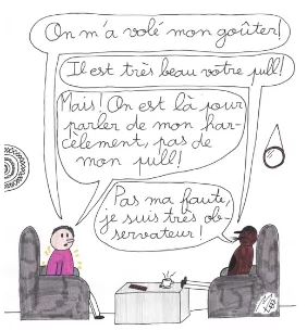 Croquis d’une récré où chacun trouve sa place. Illustration de démonstration.